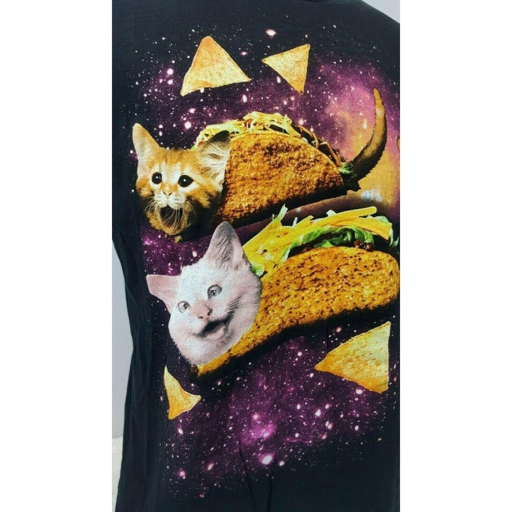 Black Matter Brand Kitty And Tacos Funny Tee Large